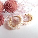 一点もの//k14gf*高品質淡水パールのフープピアス
