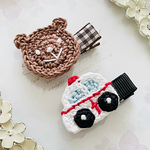 ✿【残り1】男の子セット！くまちゃん&救急車　ベビーヘアクリップ♡ 出産祝い　プレゼント　ギフト　新生児　赤ちゃん　誕生日プレゼント　プチギフト