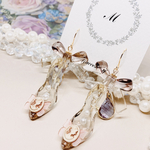 手染めハイヒール シフォン蝶カメオバックルパールピアス