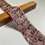 約5cm幅/刺繍リボン/チュール/くすみパープル/ワントーン/小花/花刺繍