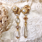 一点物 2way 大ぶりアンティークボタンイヤリング/ピアス 秋冬