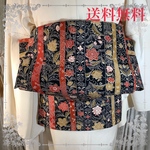 花唐草間道模様の正絹オリジナルデサイン名古屋帯　芯あり仕立て一点物
