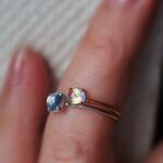 High grade　Rainbow moonstone５　Ｓ925/K14gf 固定リング❀