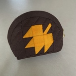 パッチワークのミニポーチ（メイプルリーフ　黄）