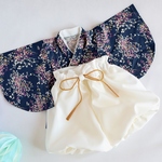 70/ふうせん袴(白練)＊かすみ草（ネイビー） 着物✧˖°⌖꙳✧˖°ベビー袴/女の子・男の子