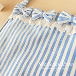 ◎miro・・さまオーダー品◎　水色ストライプのアリス風エプロン