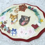 ご予約品❤クリスマスとワンちゃんプレート＆ラベンダーの花かごミニプレート