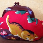 東北大花布　がま口ポーチ konekochan　00841