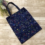 ぺたんこミニトートバッグ　きらめく星空　ブルー