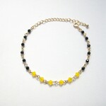 【SALE 50%OFF】ブラックスピネルとスワロフスキーのビーズチェーンブレスレット　♯52