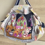 12 折りたたみ エコバッグ （小 ）ロラライハリス 買い物袋 ハンドメイド  サブバッグ　コンビニ袋　ランチバッグ