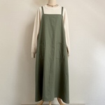 秋冬のロングのキャミエプロン、ライトオリーブ【受注製作】