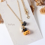 ハロウィンカボチャにゃんこネックレス