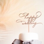 木製［送料込］ケーキトッパー［ Happy Wedding ］ウェディング ウェディング 結婚式 ウェディングケーキ ウェディングアイテム 結婚祝い pick［R］