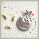 まんまる巾着　【orange🍊】　ポーチ　小物入れ　丸巾着　まるきんちゃく　まる巾着　化粧ポーチ　巾着袋