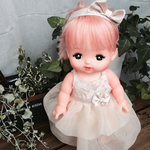 K様オーダー品     メルちゃん シャンパンゴールドのふわふわドレス