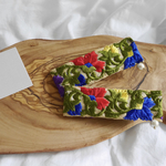 flower 刺繍リボン×コットンパール　ヘアクリップ　ヘアバレッタ