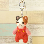オーバーオール三毛猫さんのキーホルダー