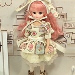  リカちゃんサイズ うさ耳ワンピースセット アイボリー