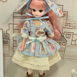 リカちゃんサイズ うさ耳ワンピースセット ブルー