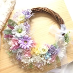 アネモネとガーベラのリースブーケ　＊ウェディングブーケ　ギフト