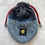 正絹絞り生地 巾着袋 刺繍入り