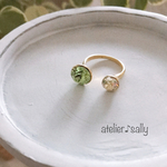 ♪スワロフスキーのフォークリング♪ペリドット
