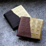 【S様お取り置き品】革のチョコレート・二つ折り財布　スイート（金の包み紙）