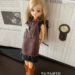 新作　ミニレザーエプロン　こげ茶 リカちゃん用