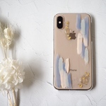 ブルーニュアンススマホケース◆android/iPhoneほぼ全機種対応/スマホリング