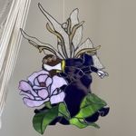 ステンドグラスバラ＆妖精可愛いオーナメントおしゃれガラスインテリア★再販人気