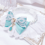 再販ラスト♡ケープ首輪✨ペールフラワーミントグリーン♡ネフライトストーンチャーム♡