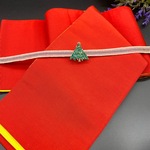 【ゲリラ・クリスマス企画】2105半幅帯＆帯留・真田紐セット✨クリスマス帯留め