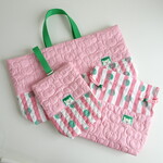 T様専用　くまタグも可愛い♡くまステッチパステルPink×ストライプドットの3点セット 