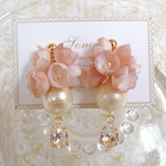 (再販)桜色布花とコットンパールのイヤリング