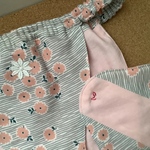 Wガーゼ使用【ピーチカラーピンクの小花】浅ばき、深ばき、S〜3L、ふんどしパンツ  リンパよけショーツ 下着 普段ばき mameパンティ
