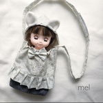 Minto様専用　ソランちゃん　お出かけポシェット　ミントフラワー×グレー無地