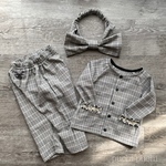  ♡グレンチェックのジャケット&パンツ&ヘアバンド♡３点セット　size80 〜90