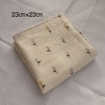【再販】ダブルガーゼハンカチ ドロップフラワー柄  クリーム×パステル【23×23㎝】入園 入学
