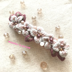 💖モーブピンクフラワーバレッタ【立体刺繍】