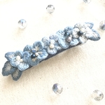 💙ブルーフラワーバレッタB【立体刺繍】
