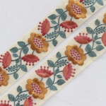 インド刺繍リボンᢂ北欧フラワー【マスタード】インド刺繍/刺繍リボン/リボン/シルクリボン/トリム/ブレード/ジャガードリボン/チロリアンテープ/レース/チュール