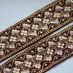 インド刺繍リボンᢂシルクリボン【ブラウン】刺繍リボン 刺繍リボン トリム ブレード ジャガードリボン チロリアンテープ レース チュールレース