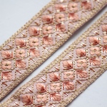 インド刺繍リボンᢂシルクリボン【オレンジ】刺繍リボン 刺繍リボン トリム ブレード ジャガードリボン チロリアンテープ レース チュールレース
