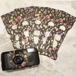 花柄B 5枚セット　写ルンです　カバー　インスタントカメラ　シンプル　ブラック　金箔入り　結婚式　ウェディング　写るんです