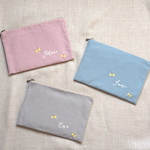 【お名前刺繍】名入れポーチ　ちょうちょ【受注製作】　母子手帳ケース♪お化粧ポーチ♪プレゼントに♪