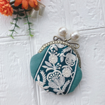 刺繍リボンがま口 Sサイズ gr