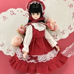 D-43【送料無料】【ジェニー サイズ ドール服】リボンドールワンピース・赤