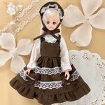 D-44【送料無料】【ジェニー サイズ ドール服】クラシカルレースワンピース・茶色