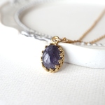 アイオライト  クラウンベゼル ネックレスチャーム(8×6mm)